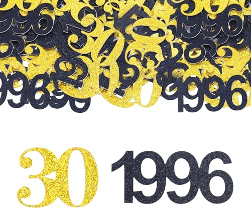 GoldRock Glitzer Konfetti 30 Geburtstag Deko 1996 Groß 3,5-5cm,100 Stk Streudeko 30 Geburtstag Männer Frauen,Tischdeko 30 Geburtstage,Konfetti 30. Geburtstags,30er Luftschlangen,Geburtstagsdeko 30