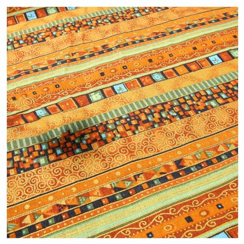 SMTCM Baumwoll Leinen Stoffe Ethnischer Meterware 2Mx148CM Bedruckter Leinenstoff Ethnisches Baumwollstoff zum Nähen Bronzingstoff Leinen Patchwork Boho Dekostoff für DIY Basteln Vorhang Tischdecke