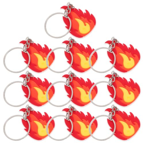 Garneck 10 Stück Feuerwehr Schlüsselanhänger Flamme Design Anhänger für Kindergeburtstag Party Mitgebsel Gastgeschenke für Jungen Mädchen Kleines Präsent für Feuerwehr-Fan