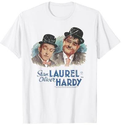 Stan Laurel & Oliver Hardy Comedy Duo gemaltes Portrait T-Shirt
