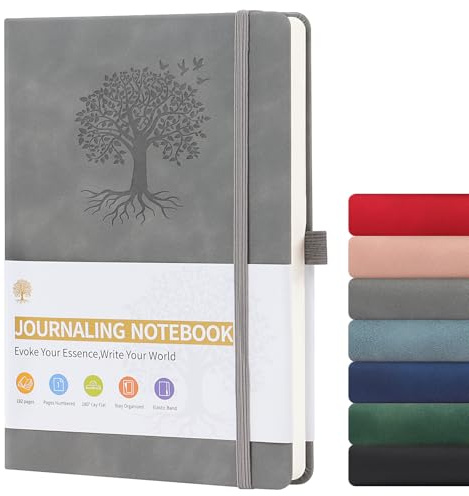 ztowoto Notizbuch A5 Liniert Hardcover,Dick The Notebook,PU-Leder Notizheft A5 192 BläTter,8.3 X 5.8 ''Memobuch Mit Stiftschlaufe,Elastische Bindung,Journaling Buch FüR Die Arbeit, Studium(Grau)