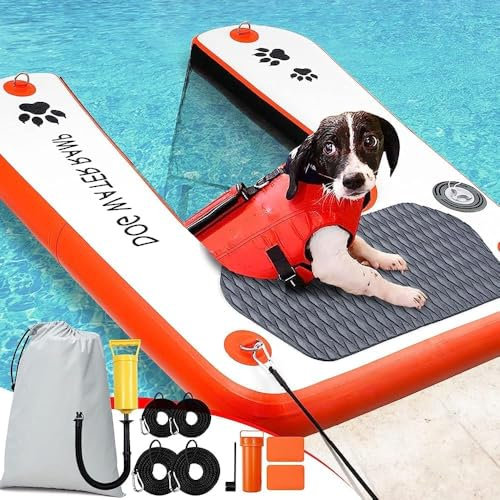 Rampe d'eau extra large pour chien, échelle pour piscine, quai et bateau, rampe pour animaux de compagnie avec marches améliorées antidérapantes, échelle pour chien de 68 kg