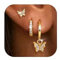 Dochais 3 Paar Ohrringe Gold Set, 14K Vergoldete Ohrstecker Ohrringe Creolen mit Anhänger, Hypoallergene Wasserfest Klein Knorpel Ohrring Creolen Gold Schmuck Geschenk für Damen Frauen