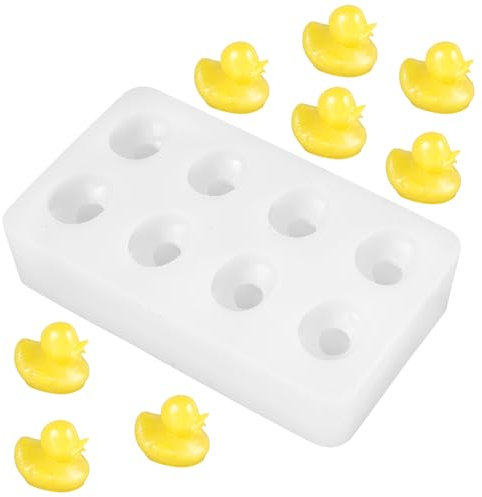Gosknor Silikon Ente Form, 8-Fach 3D Mini Ente Fondant Schokoladen Bonbon Form für Epoxidharz Seife Polymer Clay Kuchen Dekoration