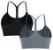 ANGOOL Sport BH Damen ohne Bügel Racerback Spaghetti Träger Sport Bustier Damen Gepolstert Seamless Y-Rücken Abnehmbare Cup für Low-Impact Training, Schwarz+Grau, M