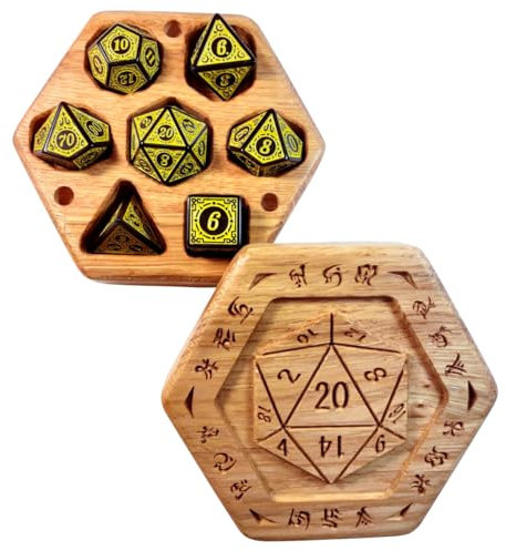 Würfelbox – D20 Runen, gelbe Würfel