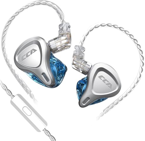 QZXYHYN CCA CSN IEM In-Ear-Kopfhörer, 1DD 1BA CCA In-Ear-Kopfhörer, CSN Hörer, Schlagzeuger, Musiker, Stereo-Headset mit abnehmbarem C-Pin-Kabel für Kirche (mit Mikrofon, blau)