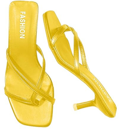Générique Stivali E Stivaletti Ragazza Sandali con tacco alto con cinturino a V per le donne, alla moda e comodi Stivaletti Nero Tacco, giallo, 38 EU