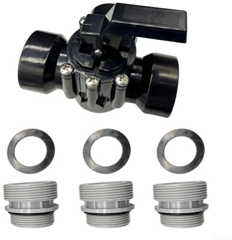Yuanpgky 3-Wege-Schwimmbadventil, Umstell-Steuerung, Wasserdurchflussanschluss, 3,8 cm ABS-Poolpumpen-Schlauchverschraubung, mit Innengewinde oben Anschluss