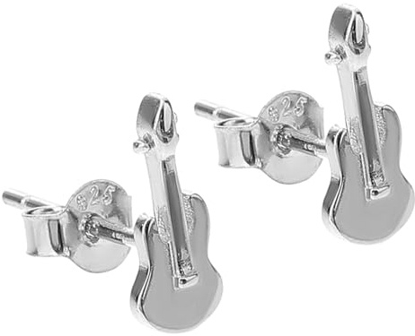 TOPPERFUN Kreative Gitarren Ohrstecker für Damen aus Silber mit Zirkonia Auffälliger Ohrschmuck für Party und Shopping im Modernen Design