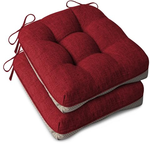 AddGrace 2er Set Sitzkissen 40 x 40cm Weiche Stuhlkissen mit 10cm Rot | Hochwertiger Polsterung für Innenbereich Küche oder Esszimmer