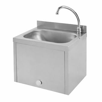 Lavamani in acciaio inox 40x40 cm a parete con comando a ginocchio EC