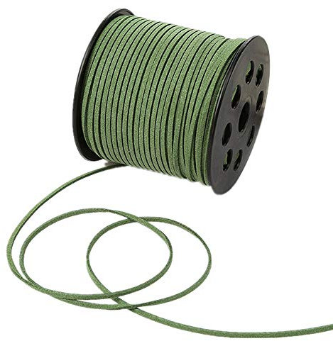 91 Meters Faux Suede Lace String Soft Beading Cord Thread Velvet Ribbons for Bracelet Necklace Bohe Headress Jewelry Making Dream Catchers Gift Wrapping Supplies(Green)