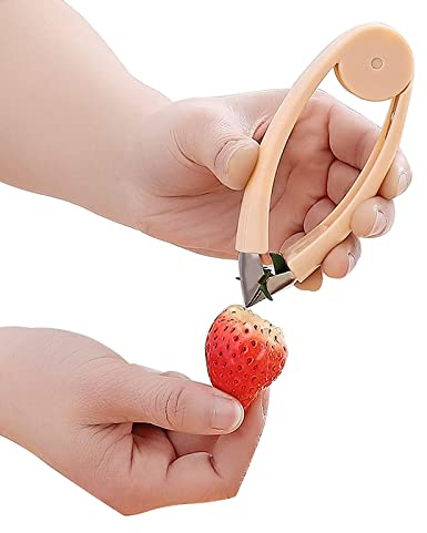 V-förmiger Erdbeerschäler, Ananasschneider aus Edelstahl für Ananasaugen und Fruchtgemüsestiele (Orange)