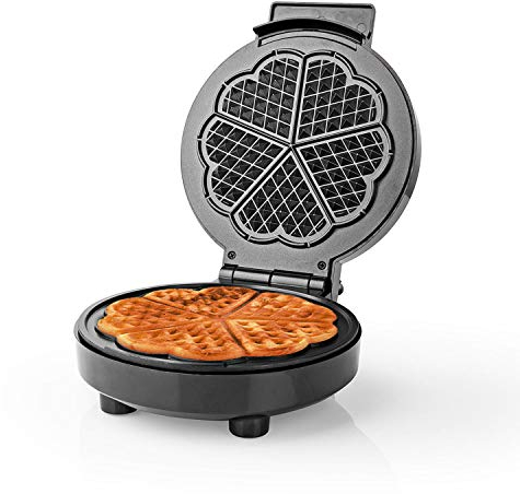 Ex-Pro Waffle Maker Iron, Single Heart Shape Waffle Machine with Non Stick Plates & Adjustable Temperature Control, 1000W - Black/Silver