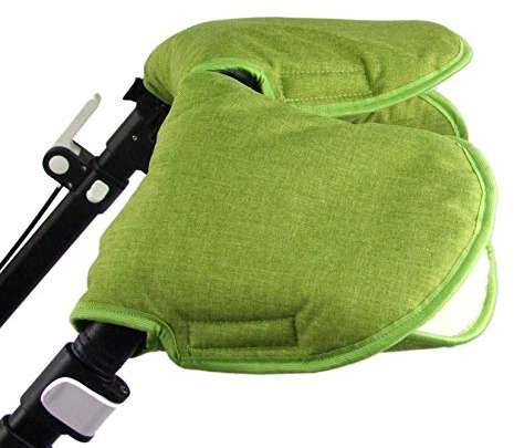 BAMBINIWELT universaler Muff Handwärmer Handschuhe für Kinderwagen Buggy Jogger mit Wolle 2-TEILIG MELIERT (hellgrün meliert) XX