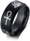 FLHEART Ägyptische Auge des Horus und Ankh Ring Band Edelstahl Hieroglyphe eingraviert Ankh Gott des ra Ring für Herren Schutz Schmuck für ihn,Black,Größe 59 (18.8)