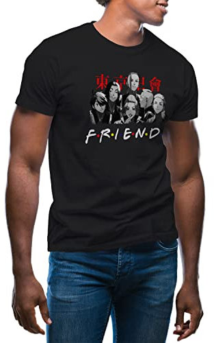 GR8Shop Tokyo Revengers Friends Inspired TV Series T-Shirt Maglietta per Uomo Nera Size XXL