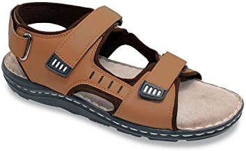Pegasus Men's Leather Wide Fit Sandals with Adjustable Touch Fasten Straps & Soft Cushioned Footbed