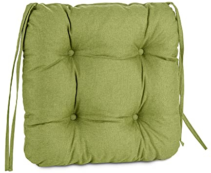 Pillows24 – 4X Sitzkissen Outdoor 40x40 – Extra Dicke 8cm – Wasser- & UV-beständig + Bändern | Bequeme Stuhlkissen, Stuhlauflage Sitzpolster, Sitzauflage Gartenstuhl | Sitzkissen Stuhl (Lemon)