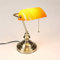Retro Grün Bankerlampe mit Zugschalter, Vintage Tiffany Schreibtischlampe, Banker Tischlampe Büro, Ø23cm Green Glasschirm, Bürolampe Nachttischlampe, Messing Finish, H36cm, E27 MAX40W (Orange)