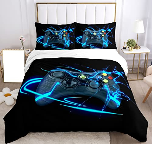 SHUAIG Bettwäsche-Sets Kinder Gamepad,Bettwäsche Set Jungen Gamepad Bettwäsche Satz 3D Effekt Gamepad Druck Microfaser Bettbezug und Kissenbezug 50x75cm. (Neues Gamepad, 135x200cm)