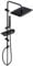 Görbach Colonne de Douche Pluie Système de Douche sans Robinet en acier inoxydable Ensemble de Douche Murales Réglables avec Pommeau de douche Effet Pluie, Étagère et Douchette Noir (35x25CM)
