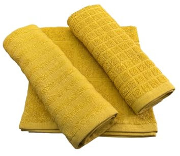 Maison sucrée Juego n° 3 paños de cocina de esponja, 50 x 50 cm, amarillo