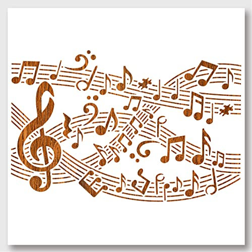 nbeads Musikpartitur PET-Schablone, Wiederverwendbare Musiknoten-Malvorlagen DIY Art Craft Painting Wall Cut Schablonen 21x29.7cm Zum Malen Auf Holz, Leinwand, Papier, Möbelwand