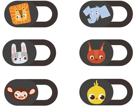 Mizi Webcam Privacy Cover Slide [6 Pack], Cute Camera Blocker Sticker, Protect Your Privacy and Security for Computer, Laptop, Tablets & Phones - Animal