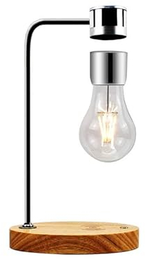 DIDWI Magnetische schwebende Glühbirne Lampe, schwebende LED-Birne Schreibtischlampe mit drahtlosem Ladegerät, rotierende schwebende Glühbirne Nachtlichter für Zimmer Büro Dekoration (Silber)