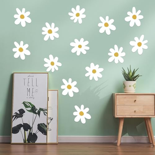 Bubuny 36 PCS Adesivi da Parete Fiore Margherita Adesivo da Parete Floreale Decorazione da Parete Camera dei Bambini Asilo Nido, Murales per Camera dei Bambini,Decalcomanie da Muro Stacca e Incolla