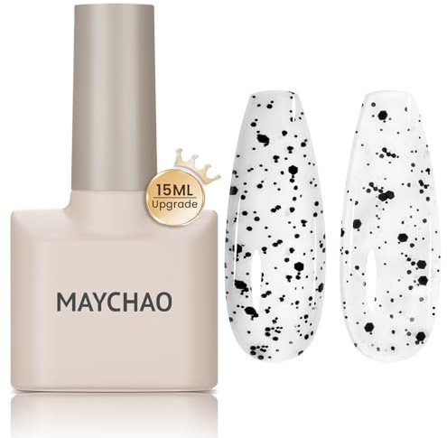 MAYCHAO 15ML Glitter Gel Nail Polish, Eggshell Gel Nail Polish, Soak Off UV LED Nail Varnish Nail Art Starter Manicure Salon DIY at Home, 0.5 OZ
