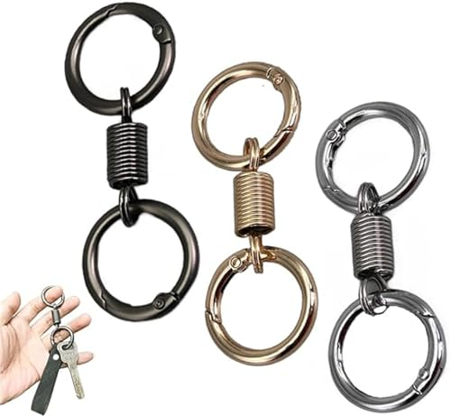 Nordic Retro Spring Double Ring Keychain, Retro Style Simple Strong Keychain Accessories, Spring Shaped Keychain Accessories, Car Key Chain Accessories, Zinc Alloy with Key Ring Key Chain (Mix-3pcs)