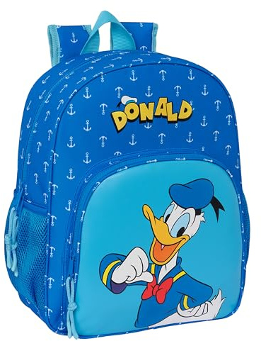safta Donald Kinderrucksack, Schulrucksack für Kinder, anpassbar an den Kinderwagen, ideal für Kinder im Schulalter, bequem und vielseitig, Qualität und Widerstandsfähigkeit, 32 x 12 x 38 cm, Blau,