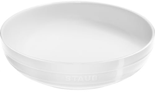 STAUB Auflaufförmchen aus Steingut, Keramik, 29,2 cm, flache Servierschale, Weiß