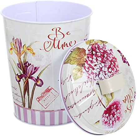 Garneck Box Storage Box Pencil Dispenser Retro Trash Can Flour Container European Cookies Tin Pails and Buckets Japanese Crackers Flour Dispenser Candy Iron Pink Washing Powder