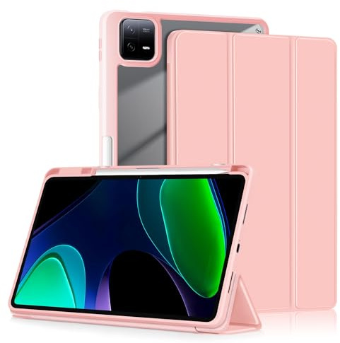 Yiernuo Funda para Xiaomi Mi Pad 6/Mi Pad 6 Pro 11 Pulgadas 2023 Tablet,Folio Translúcido Carcasa con Soporte Función y Auto-Sueño/Estela,Rosa
