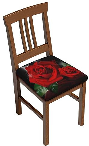 FROON Copricuscino quadrato per sedia con rose rosse, materiale elastico in seta di latte, per la maggior parte delle sedie quadrate