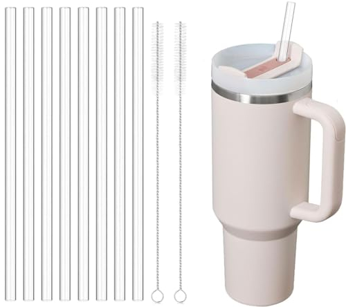 Replacement Straws for Stanley Quencher 40oz, 8PCS Reusable Clear Cup Straws with 2PCS Straw Cleaners, as Stanley Accessories Compatible with Stanley Adventure Quencher Travel Tumbler