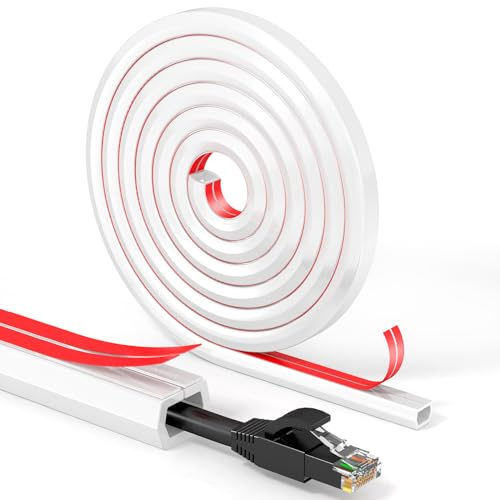 Auto-adhésif Cache-câble, Cache-câble en PC Souple, Cache-câble Mural,Cache-câble TV Mural pour système de Gestion des Cache Cable Sol, 2 x 15mm (W) x 10mm (H) x 2meter (L), (4-Meter) Blanc