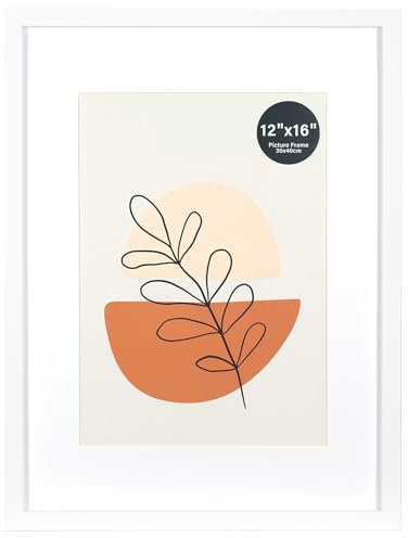 KAIWIN Bilderrahmen 30x40cm Weiß-mit Passepartout 21x30 cm (A4), Bilderrahmen 30x40, Holz rahmen mit Acrylglas zum aufhängen, Für Fotos, Poster, Puzzles| Posterrahmen