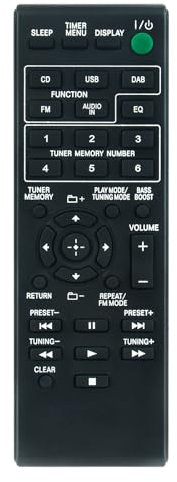 VINABTY RM-AMU179 Télécommande remplacée Convient pour Sony RM-AMU179 Audio-System,Modèles de chaînes Hi-FI compactes compatibles :CMT-S20B CMT-S20