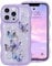 ROSEHUI for iPhone 15 Pro Max Case,Cute Butterfly Curly Wave Phone Case with Sparkly Glitter Bling Star,Clear Anti-Yellowing Camera Protection Soft TPU Shockproof Protective Cover for Girls-Purple