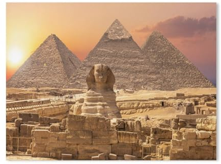 Karton Puzzle 1000 Stück，Weltwunder aus Ägypten: Pyramiden mit Sphinx, Gizeh，Erwachsene Kinder Spielzeug Dekompression Spiel（38x26cm-438