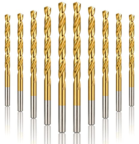 0,4 cm Titan-Bohrer, HSS-Metallbohrer, Spiralbohrer, 135° geteilter Punkt, geeignet zum Bohren in Metall, Kunststoff, Holz, 10 Stück, BECOLLO..