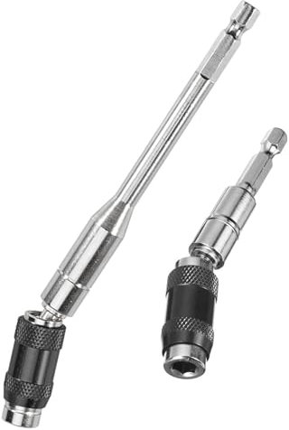 NIYATA 2Pcs Pivoting Bit Holder Magnetic,Pivot Drill Bit Holder,Magnetic Swiveling Bit Tip Holder,1/4 Hex Pivoting Bit Holder,Magnetic Pivot Drill Bit Holders,91MM+145MM (Silver Black)