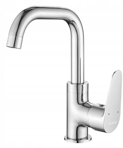 Sagra Robinet de lavabo debout avec bec mobile Chromé Mitigeur monocommande Robinet de salle de bain Bec flexible
