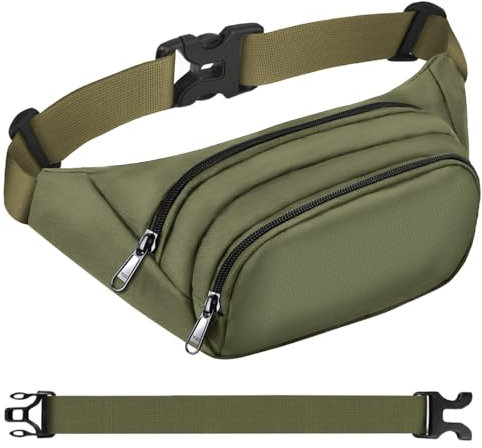 Große Bauchtasche für Damen und Herren – Syican Hüfttasche mit 3 Reißverschlusstaschen, Geschenke für Sport, Reisen, Workout, Freizeit, freihändige Crossbody-Tasche, passend für max. 20 cm (7,9 Zoll)