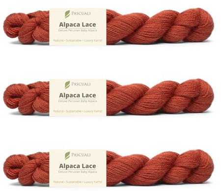 PASCUALI Alpaca Lace |Strickwolle aus 100% Alpakawolle, Alpaka Wolle zum Stricken und Häkeln, SET: 3 Stränge - 150g, Farbe:Sahara 42